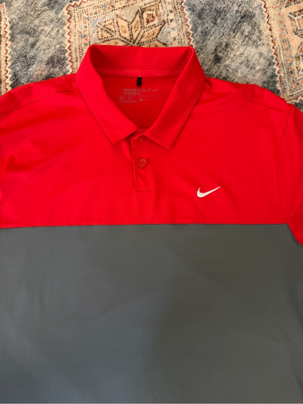Nike Men’s Red and Gray Two-Tone Polo